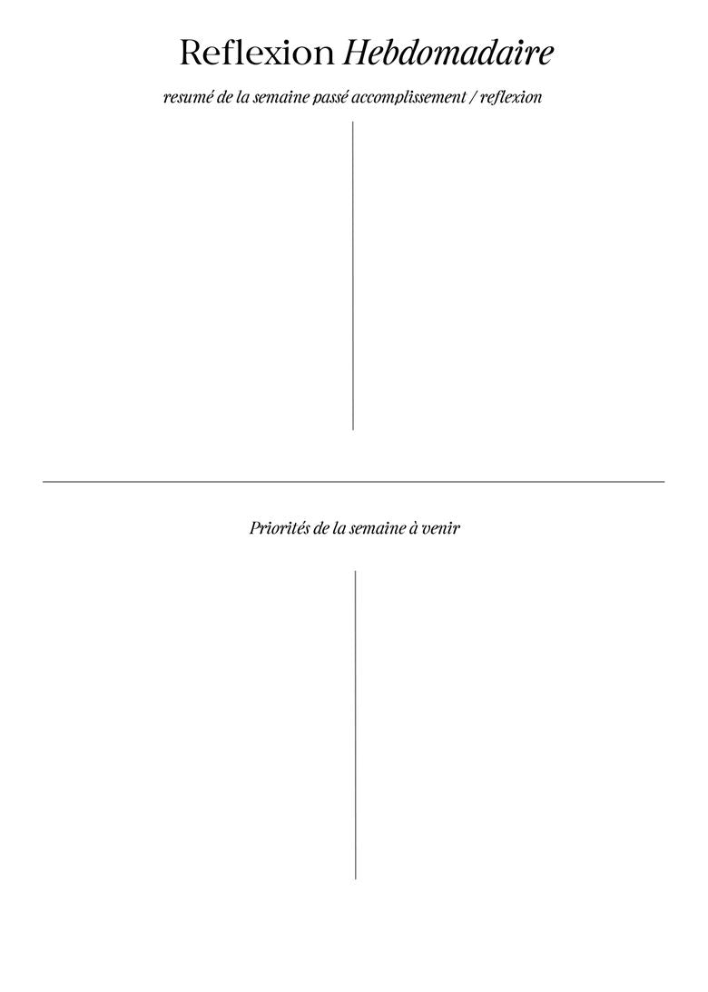 Page de réflexion hebdomadaire annotée, journal Khonsu