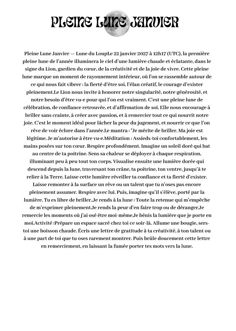 Page rituel de pleine lune, journal Khonsu