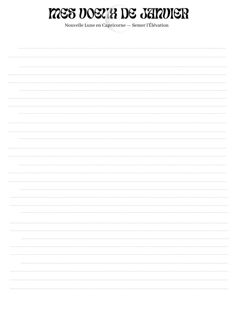 Page pour écrire ses vœux de nouvelle lune, journal Khonsu